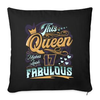 17th Birthday Queen - Sofa pillowcase 17,3'' x 17,3'' (45 x 45 cm) - black - Front