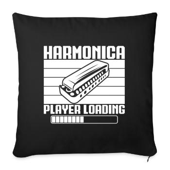 Harmonica Musican Player Loading Harmonica - Sofakissenbezug 45 x 45 cm - Schwarz - Vorne