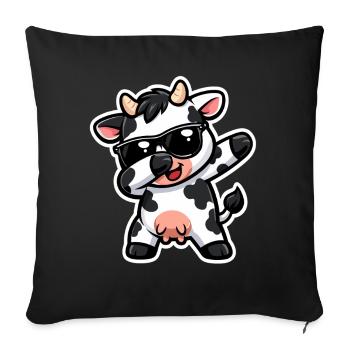 Cow, Dabbing, Calf, Farm Animal, Cute Cow - Sofa pillowcase 17,3'' x 17,3'' (45 x 45 cm) - black - Front