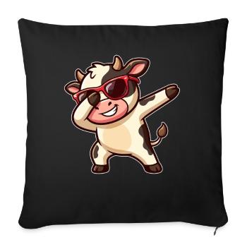 Cow, Dabbing, Calf, Farm Animal, Cute Cow - Sofa pillowcase 17,3'' x 17,3'' (45 x 45 cm) - black - Front