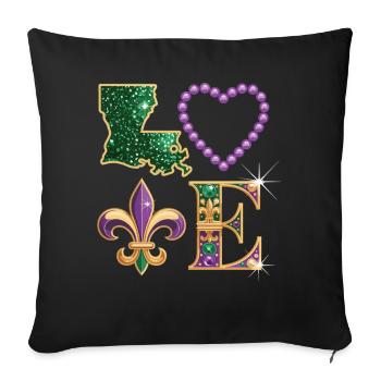 T-shirt Mardi Gras Louisiane – Fleur de Lis, Cœur - Housse de coussin décorative 45 x 45 cm - noir - Devant