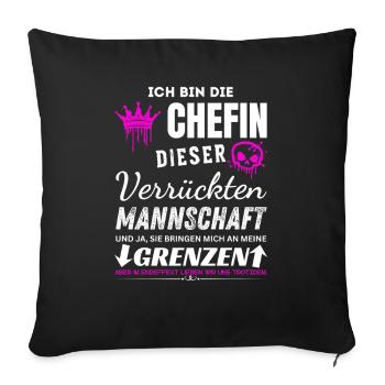 Chefin der Verrückten Mannschaft Chefin Geschenke - Sofa pillowcase 17,3'' x 17,3'' (45 x 45 cm) - black - Front