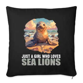 Lions de mer Lion de mer - Housse de coussin décorative 45 x 45 cm - noir - Devant