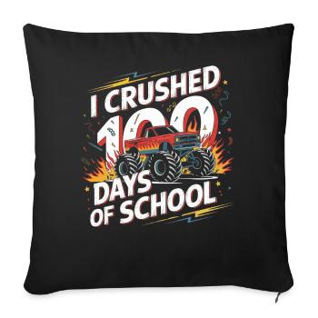 Monster Truck 100 Days of School - Sofa pillowcase 17,3'' x 17,3'' (45 x 45 cm) - black - Front