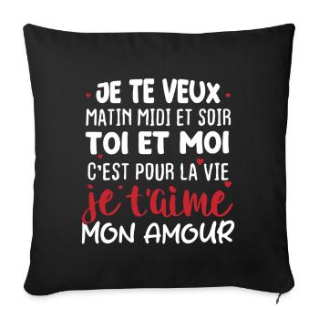 Valentine's Day Love Message - Sofa pillowcase 17,3'' x 17,3'' (45 x 45 cm) - black - Front