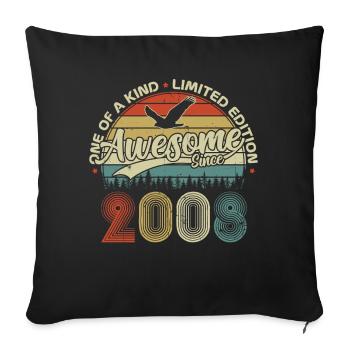 Cadeau d’anniversaire rétro vintage vintage 2008 - Housse de coussin décorative 45 x 45 cm - noir - Devant