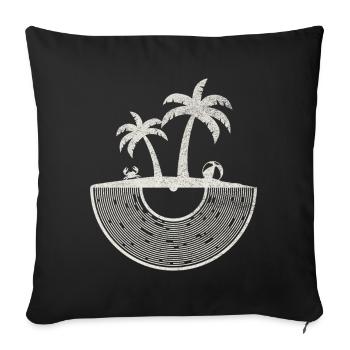 Art du coucher de soleil sur une île tropicale en vinyle - Housse de coussin décorative 45 x 45 cm - noir - Devant