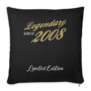 18th Birthday Legendary Since 2008 vintage - Sofa pillowcase 17,3'' x 17,3'' (45 x 45 cm) - black - Front