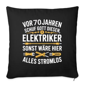 Technicien en électronique anniversaire 70 Électricien électrique - Housse de coussin décorative 45 x 45 cm - noir - Devant