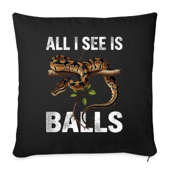 King Python Snakes Lover Terrarium Python - Sofa pillowcase 17,3'' x 17,3'' (45 x 45 cm) - black - Front