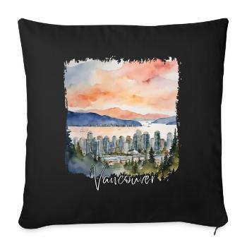 Vancouver Watercolor, Vancouver Canada - Housse de coussin décorative 45 x 45 cm - noir - Devant