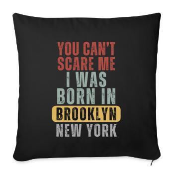 Né à Brooklyn, New York - Housse de coussin décorative 45 x 45 cm - noir - Devant