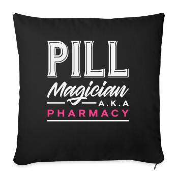 Pill magician, pharmacist, pharmacy technician - Sofa pillowcase 17,3'' x 17,3'' (45 x 45 cm) - black - Front