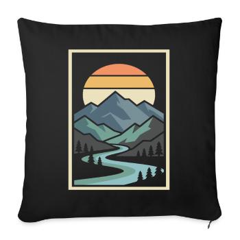 Abstract mountain landscape illustration - Sofa pillowcase 17,3'' x 17,3'' (45 x 45 cm) - black - Front