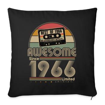 Cadeau de 60e anniversaire Vintage 1966 Rétro - Housse de coussin décorative 45 x 45 cm - noir - Devant
