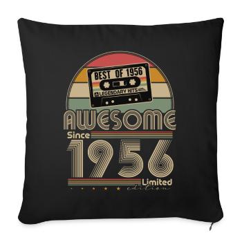 Cadeau de 70e anniversaire Vintage 1956 Rétro - Housse de coussin décorative 45 x 45 cm - noir - Devant