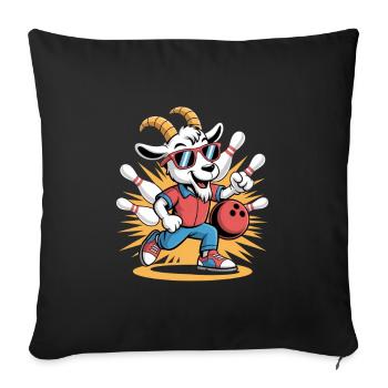 Dessin animé GOAT des chèvres drôles qui jouent au bowling - Housse de coussin décorative 45 x 45 cm - noir - Devant