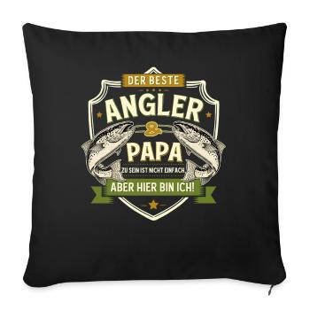 Pêcheur Cadeau Pêcheur Pêcheur et Papa Me voilà ! - Housse de coussin décorative 45 x 45 cm - noir - Devant