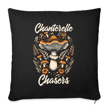 Chanterelle Hunter | Mushroom picking forest - Sofa pillowcase 17,3'' x 17,3'' (45 x 45 cm) - black - Front