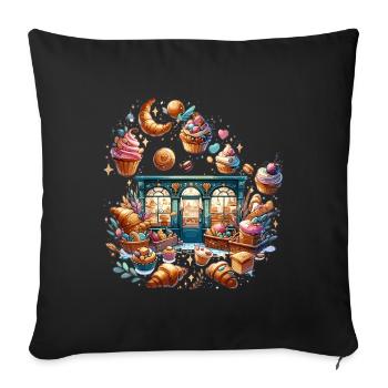 Whimsian Bakery Dream - Sofa pillowcase 17,3'' x 17,3'' (45 x 45 cm) - black - Front
