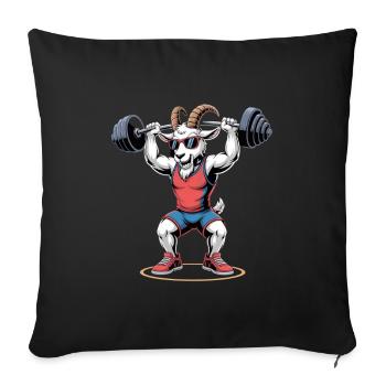 Strong bodybuilding goat doing squats - Sofa pillowcase 17,3'' x 17,3'' (45 x 45 cm) - black - Front