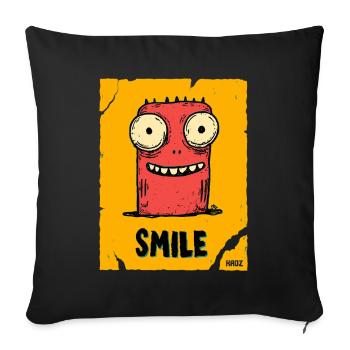 Monstre drôle avec le sourire - Housse de coussin décorative 45 x 45 cm - noir - Devant