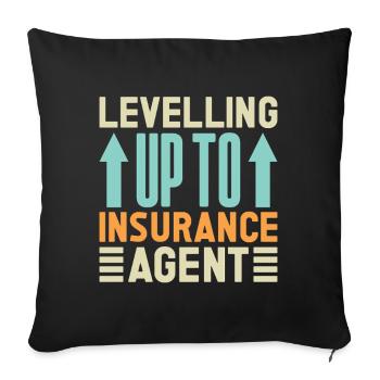 Insurance Agent Levelling Up To Funny Insurance - Sofa pillowcase 17,3'' x 17,3'' (45 x 45 cm) - black - Front