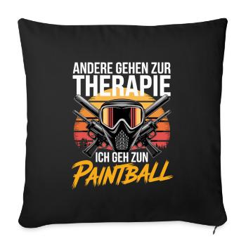D’autres vont en thérapie, moi je vais au paintball - Housse de coussin décorative 45 x 45 cm - noir - Devant