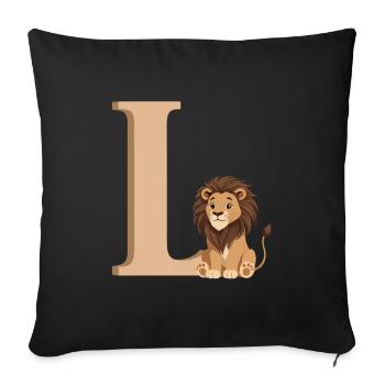 L-Lion Lettre L avec Lion - Housse de coussin décorative 45 x 45 cm - noir - Devant