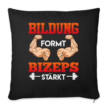Gym EDUCATION SHAPES BICEPS STRENGTHENS FUN - Sofa pillowcase 17,3'' x 17,3'' (45 x 45 cm) - black - Front