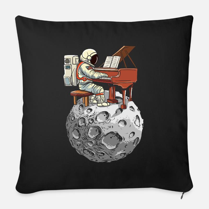 Astronaut Piano auf dem Mond - Sofakissenbezug 45 x 45 cm - Schwarz