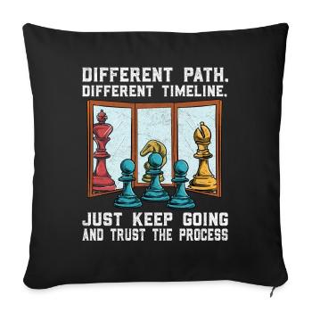 Chess path: Different way, confidence in the procedure - Sofa pillowcase 17,3'' x 17,3'' (45 x 45 cm) - black - Front