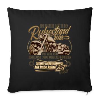 pension, retirement, motorcycle, 2026 - Sofa pillowcase 17,3'' x 17,3'' (45 x 45 cm) - black - Front