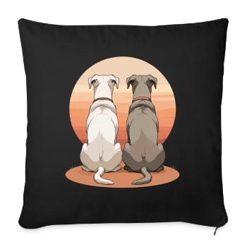 Two dogs at sunset - Sofa pillowcase 17,3'' x 17,3'' (45 x 45 cm) - black - Front