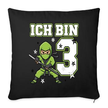 I'm 3 Ninja 3rd Birthday Green Karate - Sofa pillowcase 17,3'' x 17,3'' (45 x 45 cm) - black - Front