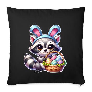 Easter Raccoon - Sofa pillowcase 17,3'' x 17,3'' (45 x 45 cm) - black - Front
