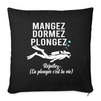 Scuba Diving Eat Sleep Dive - Sofa pillowcase 17,3'' x 17,3'' (45 x 45 cm) - black - Front