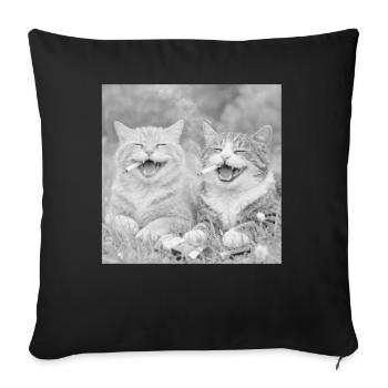 Drôle de design de chat - Housse de coussin décorative 45 x 45 cm - noir - Devant