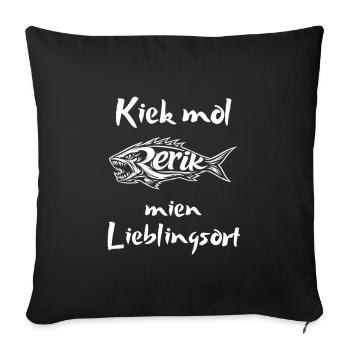 Kiek mol Rerik – mien Lieblingsort - Sofakissenbezug 45 x 45 cm - Schwarz - Vorne