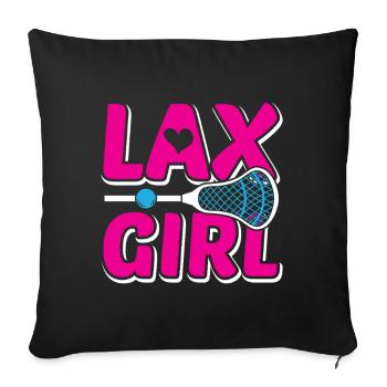 Lax Girl Pink Lacrosse Design - Sofakissenbezug 45 x 45 cm - Schwarz - Vorne