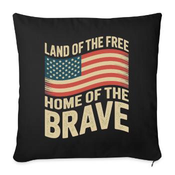 Terre de la Liberté - Drapeau vintage des États-Unis - Housse de coussin décorative 45 x 45 cm - noir - Devant