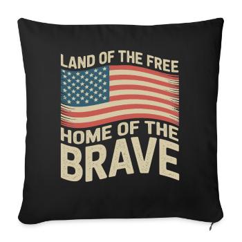 Terre de la Liberté - Drapeau vintage des États-Unis - Housse de coussin décorative 45 x 45 cm - noir - Devant