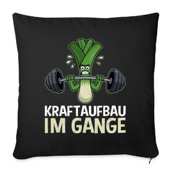 Weightlifters STRENGTH BUILDING IN PROGRESS Fun - Sofa pillowcase 17,3'' x 17,3'' (45 x 45 cm) - black - Front