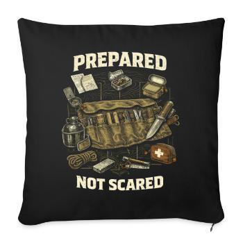 Prepper Survivalist Prepared Not Scared - Sofa pillowcase 17,3'' x 17,3'' (45 x 45 cm) - black - Front
