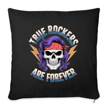 True Rockers Are Forever Skull Rock Music - Sofa pillowcase 17,3'' x 17,3'' (45 x 45 cm) - black - Front