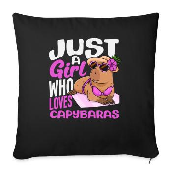 Just A Girl Who Loves Capybaras Cute Funny Animal - Sofa pillowcase 17,3'' x 17,3'' (45 x 45 cm) - black - Front