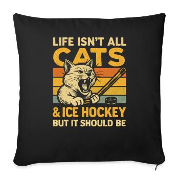 Hockey Katze Humor Eishockey Fan Geschenkidee - Sofa pillowcase 17,3'' x 17,3'' (45 x 45 cm) - black - Front
