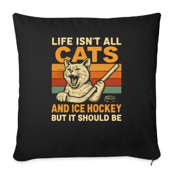 Hockey Katze Humor Eishockey Fan Geschenkidee - Sofa pillowcase 17,3'' x 17,3'' (45 x 45 cm) - black - Front