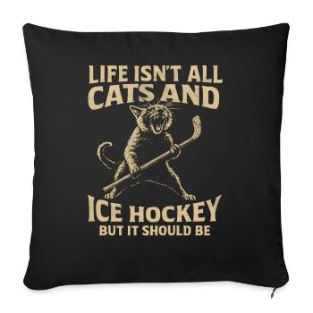Hockey Katze Humor Eishockey Fan Geschenkidee - Sofa pillowcase 17,3'' x 17,3'' (45 x 45 cm) - black - Front