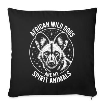 Cadeau amusant des expressions du chien sauvage africain - Housse de coussin décorative 45 x 45 cm - noir - Devant